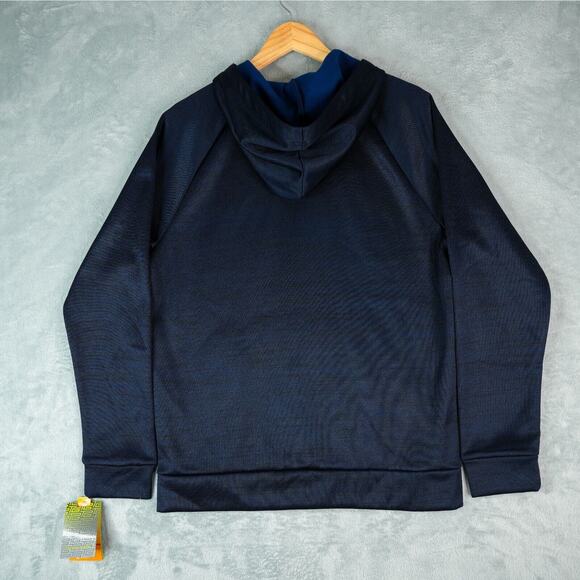 Tek Gear Warmtek Hoodie Mens Small Performance Fleece Pullover Black Blue New - Picture 2 of 12